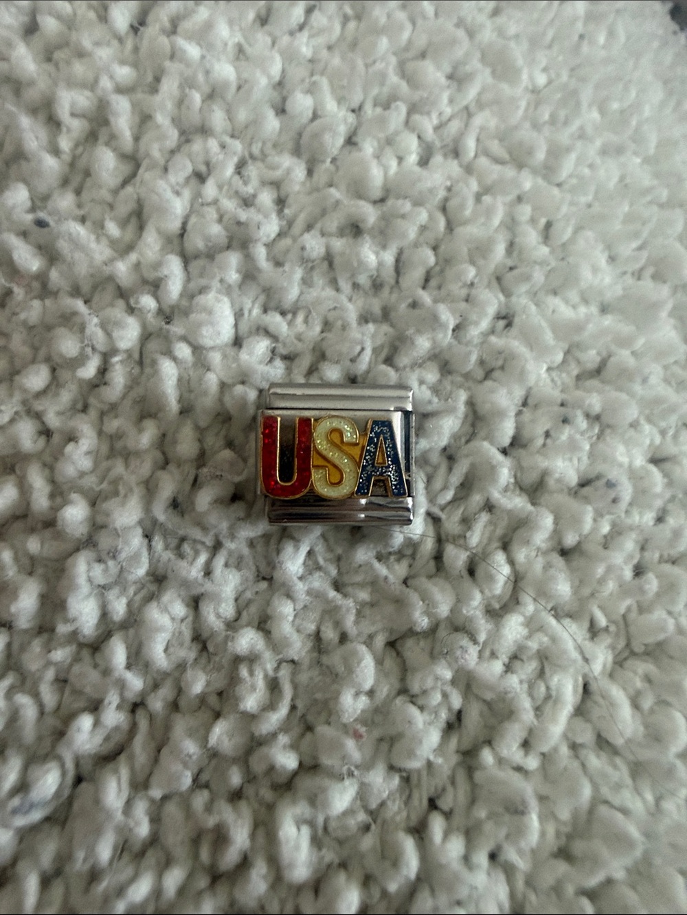 USA with Red, Yellow, Blue Letters - Italian Charm Bracelet Charm